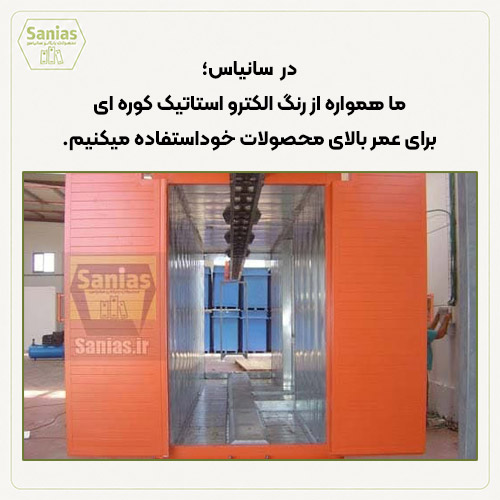 استفاده از رنگ الکترواستاتیک در محصولات سانیاس برای عمر بالا و دوام محصول رنگ الکترواستاتیک و توضیحات